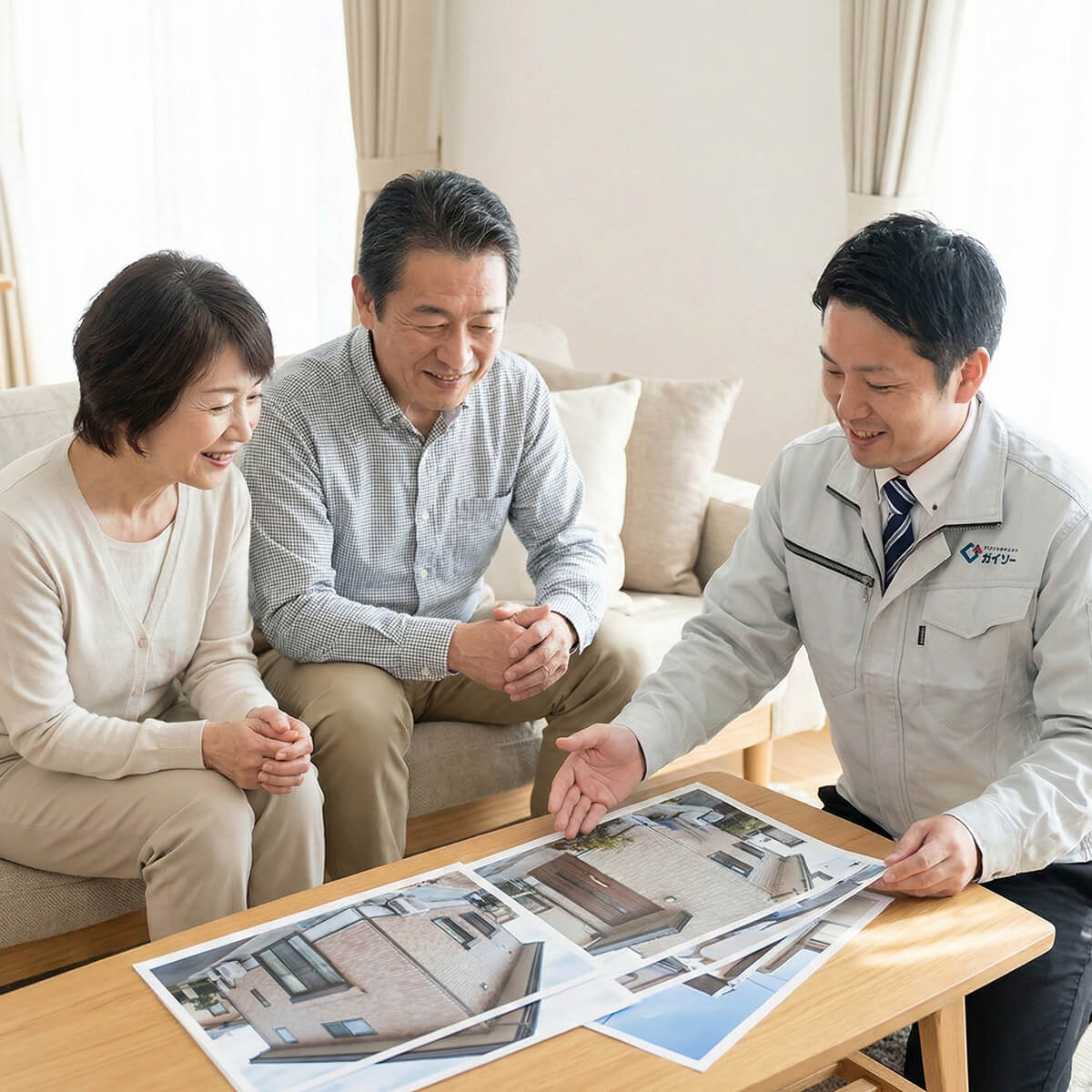 リフォーム相談をしているお客様とスタッフのイメージ