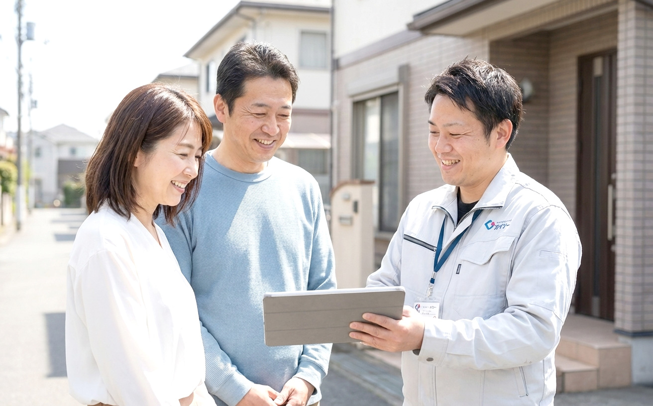 外装工事の見積や段取りを相談しているイメージ